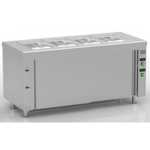 Meuble bain-marie à eau avec réserve - Inox - 3 à 6 GN 1/1 -  30°/ 90°C - neutre ou chaude