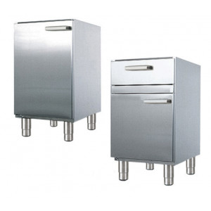 Meuble bas de cuisine en inox - Matière : Inox - Dim :L.450 x I.860 x H.605 mm - Sur pieds ou sur roulettes