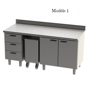 Meuble bas L 1800 mm - Matière : Inox - Sur pieds ou roulettes - Dim (L x l x H) : 800 x 750 x 900 mm 1