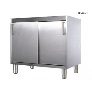 Meuble bas portes coulissantes - Matière : Inox - Longueur : 900, 1350 ou 1800 mm - 2 portes coulissantes