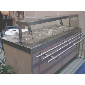 Meuble inox bain marie self service 3 à 6 bacs - Capacité : 3 à 6 bacs GN 1/1