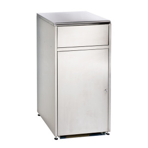 Meuble poubelle fast food - Capacité : 120 L - Dimensions(LxPxH) en mm: 600 x 565 x 1220 - Finition :inox brossé