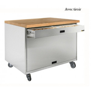 Meuble professionnel parisien - Matière : en inox AISI 304L- Dim( L x Prof. x H) : 997 x 800 x 900 mm- Avec ou sans tiroir à céréales