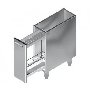 Meuble range bouteilles - Matière :  inox AISI 304 L - Dim(L x l x H): 250 x 605 x 860 mm - 2 pieds inox