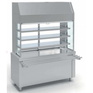 Meuble self service réfrigéré 3 niveaux - Inox - avec ou sans réserve - Capacité : 4 GN