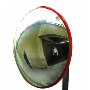 Miroir de sécurité extérieur en polycarbonate - Utilisation : extérieure et intérieure - Fixation : murale ou poteau - Garantie : 5 ans
