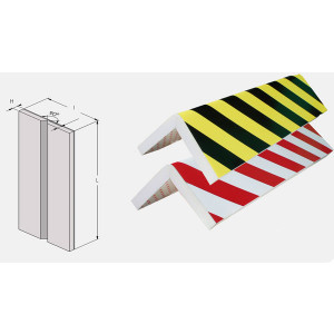 Mousse de protection angle mur - Dimensions : 400 x 150 x 15 / 730 x 300 x 25 mm  - Coloris : Rouge/blanc ou Jaune/noir
