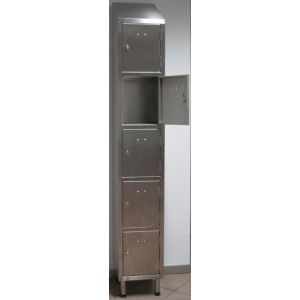 Multicases 5 portes inox - En acier inox - Dimensions (L x P x H) : 320 x 400 x 2160 mm