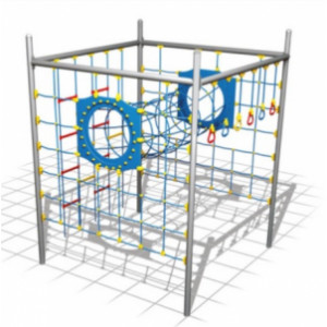 Murs d'escalade avec tunnel corde - Dimensions (L x P x H) cm : 258 x 258 x 300