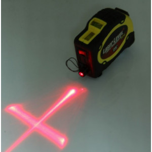 Niveau laser avec ruban de mesure et clip de ceinture - Distance de travail pour point de dessin laser : 10 m