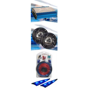 Pack Ampli 2000 Watts Bleu Shark et Enceintes 13cm - Réf: PACKSGH451