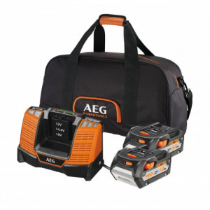 Pack batterie 5 Ah lithium 18 V AEG - Contenu du pack : 2 batteries + chargeur + sac