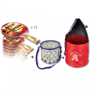 Pack entraînement tennis de table - 12 raquettes - 100 balles - 1 sac de transport