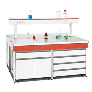 Paillasse humide de laboratoire - Dim. hors tout (L x P x H) en mm : 1200-1500 x 600 x 900 / 1200-1500 x 750 x 900