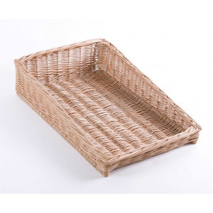 Panier de présentation pour boulangerie - En osier - Dimensions : 400 x 600 mm - Hauteur à l'arrière 150mm, hauteur à l'avant 60mm