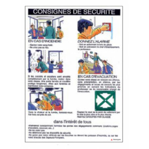 Panneau consigne de sécurité pour classe - Dimensions : 21 x 29.7 cm