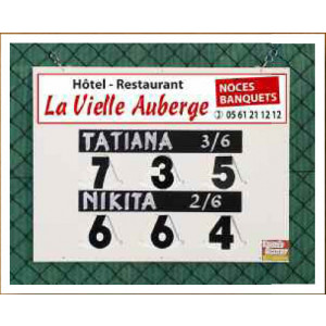 Panneau d’affichage score Tennis manuel - Modèle compact : 78,5 x 60 cm