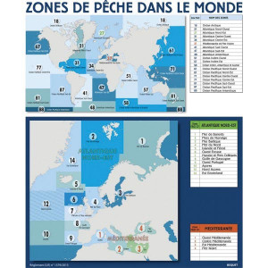 Panneau d'affichage zone et sous zones de pêche - Vendu à l'unité - 60 x 50 cm -