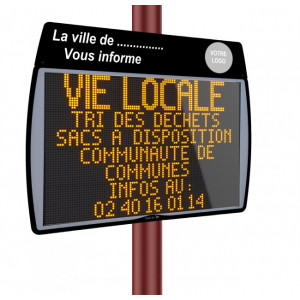 Panneau d'information électronique - Diffusion pictogrammes et texte : 8 lignes de 19 car.