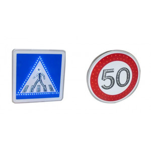 Panneau de signalisation lumineux - Dimension (mm) : 600 x 600