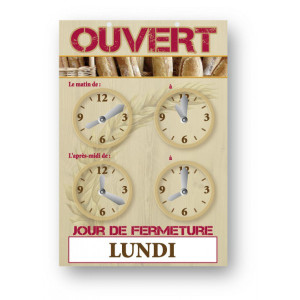 Panneau horaires d'ouverture boulangerie -  Dimensions : 15 x 22 cm