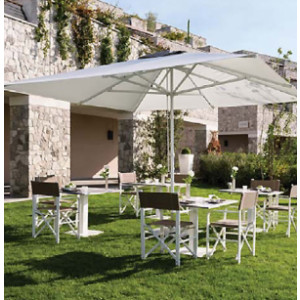 Parasol géant pour commerces - Dimensions (L x l) : 300 x 300 cm à 350 x 450 cm ou Rond (diamètre) : 400, 450 et 500 cm