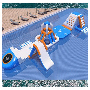 Parcours aquatique gonflable piscine - Dimensions : L 20 m x l 3,5 m