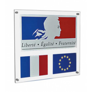 Pavoisement établissement scolaire - Format : 75 x 65 cm ou 100 x 100 cm - 4 points de fixation murale