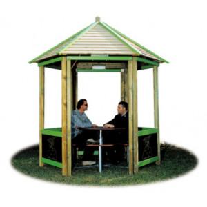 Pergola de jardin avec banc - Dimensions (cm) : 307 x 270 x 325