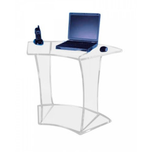 Petit bureau arrondi plexiglas - Plexiglas épaisseur 1.5 cm - Encombrement 90 x 60 cm - Hauteur: 75 cm