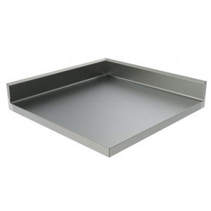 Plan de travail d'angle - Matière :  inox AISI 304L - Dimensions ( L x l )  : 750 x 750 mm- 2 dosserts arrières