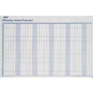 Planning mural annuel perpétuel - Dimensions (H x l) : 60 x 90 cm  - 1 face imprimée - Version souple ou magnétique