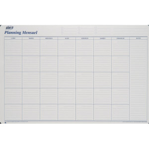 Planning mural mensuel perpétuel - Dimensions (H x l) cm : 60 x 90 - Version souple