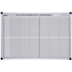 Planning semestriel perpétuel - Dimensions : H 60 x L 90 cm - 2 semestres superposés
