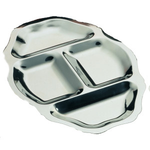 Plat hors-d'oeuvre 'Louis XV' en inox 18% - Inox 18 % - 4 compartiments