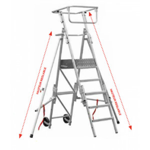 Plate forme roulante repliable - Hauteur de travail : 2.76 à 4.45 m - De 3 à 10 marches
