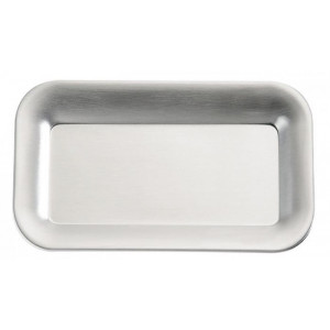 Plateau acier rectangle, finition satiné, taille L - Inox satiné - Dimensions : 29 x 20 cm