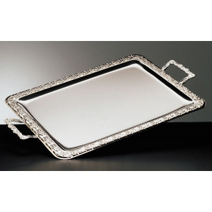 Plateau rectangulaire avec anses inox 18% - Poids: 1,55 kg