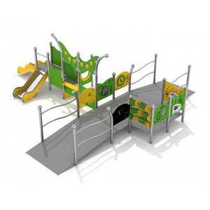 Plateforme sensorielle avec toboggan - Hauteur de chute : 60 cm - Dimensions (L x l x H) : 636 x 691 x 224 cm