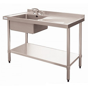 Plonge 1 ou 2 Bacs inox - Dimensions extérieures (L x P x H) mm : De 1000 x 600 x 900 à 1800 x 600 x 900