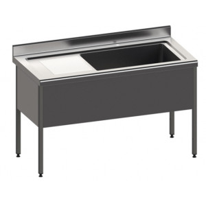 Plonge à batterie - Matière  : inox AISI 304L- Dim ( L x l x H )  : 1000 x 700 x 900 mm- Avec 1 bac