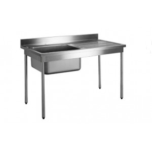 Plonge à dosseret inox - Matière  inox : AISI 304L- 1 Bac- Dim ( Lx l x H ) : 700 x 700 x 900 mm