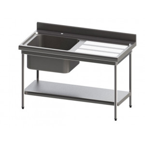 Plonge à pieds carrés - Matière : inox AISI 304L - 1 ou 2 bacs   1 égouttoir - Longueur: de 1200 à 1800 mm - Largeur: 700 mm - Hauteur: 900 mm