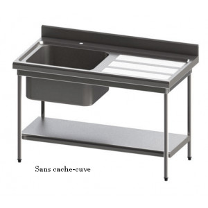 Plonge inox avec ou sans cache-cuve - Matière : inox AISI 304L-Avec ou sans cache cuve  -Dim ( L x l x H ) : 700 x 700 x 900 mm