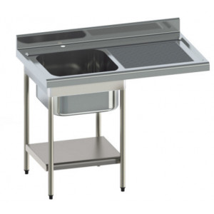 Plonge inox pour lave-vaisselle - Matière : inox - Plonge avec ou sans cache-cuve- Longueur : 1200 à 1800 mm- Largeur : 700 mm- Hauteur : 900 mm