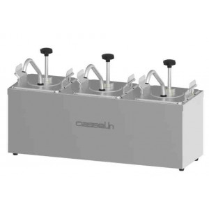 https://www.techni-contact.site/ressources/images/produits/merchandising/pompe-a-sauce-neutre-3-x-2-5-l-inox-32313744-1.jpg - Capacité : 2 x 2,5 litres – 3 Bacs GN 1/6 - 200 mm de profondeur