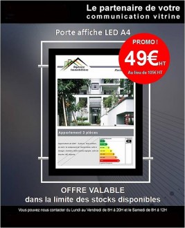 Porte affiche led double face - Ultra lumineux : 6000 lux