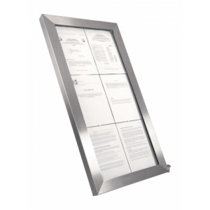 Porte menu en inox à affichage LED - Format : 4 x A4 ou 6 x A4 -Type : Affichage LED-Dimensions : 69,5 x 52,3 x 6,5 cm