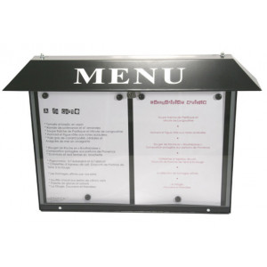 Porte menu extérieur lumineux pour restaurant - Capacité : 2 ou 3 pages