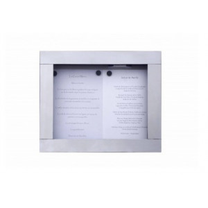 https://www.techni-contact.site/ressources/images/produits/merchandising/porte-menu-mural-en-inox-85142215-1.jpg - Capacité : 2 à 6 pages - Structure en inox - Eclairage LED - Mural